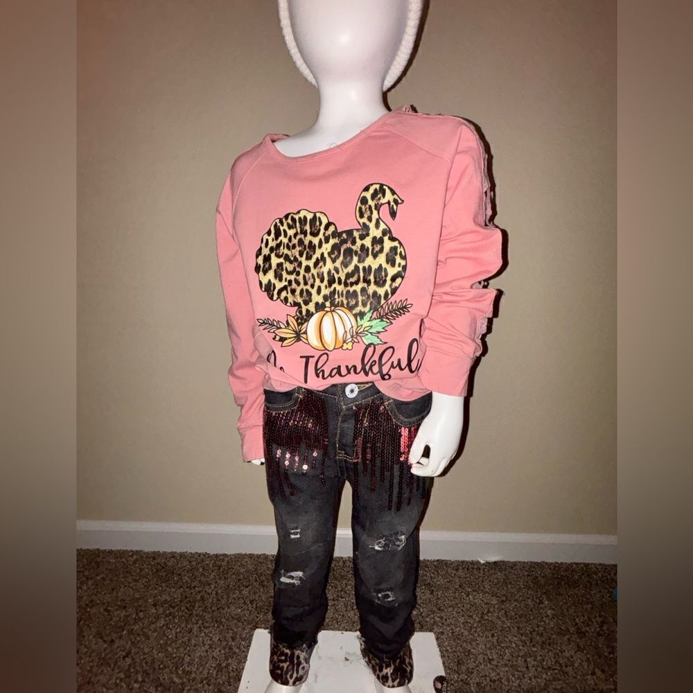 Turkey Sequin Kids Boutique Denim Set
